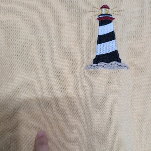 Croft & Barrow Embroidered Nautical Sweater Womens Size Medium Yellow Knit - Picture 11 of 16